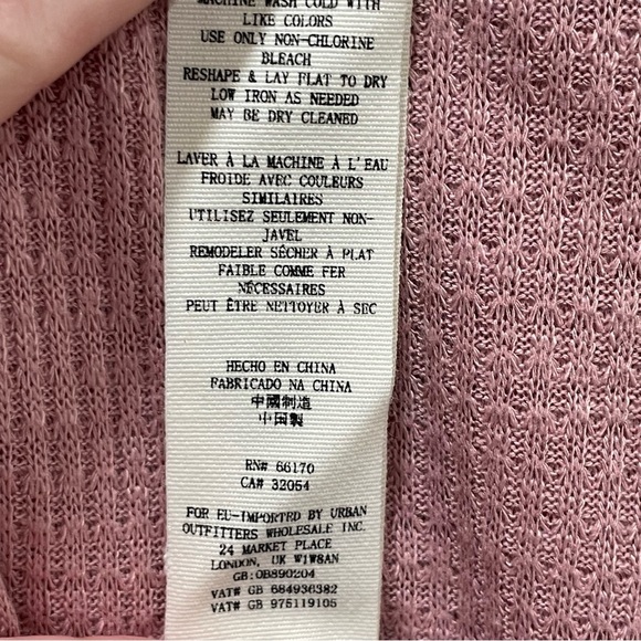 Free People Women's Small Dusty Rose Embroidered Crochet Waffle Knit Blouse Top - Picture 11 of 16